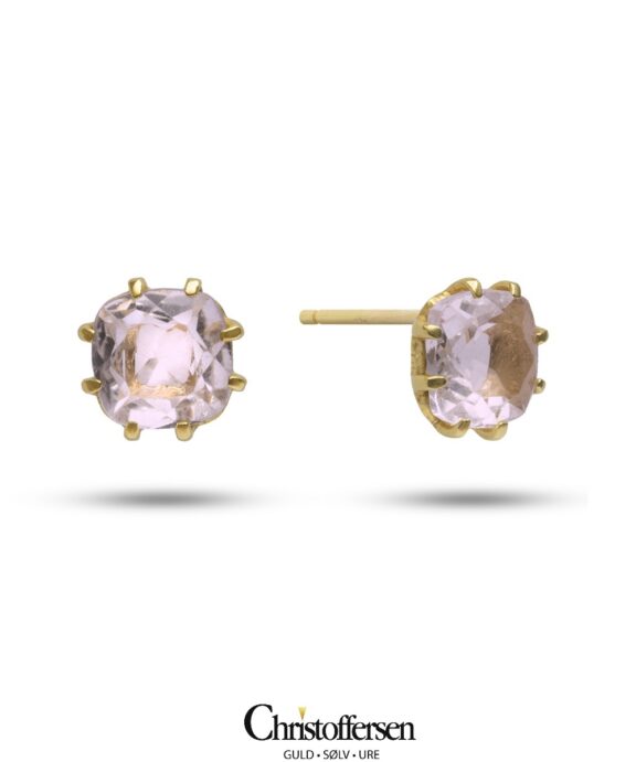 CARRÉ GEM CANDY ØRERINGE SØLV FORGYLDT MED ROSA KVARTS - FS4072 RQ