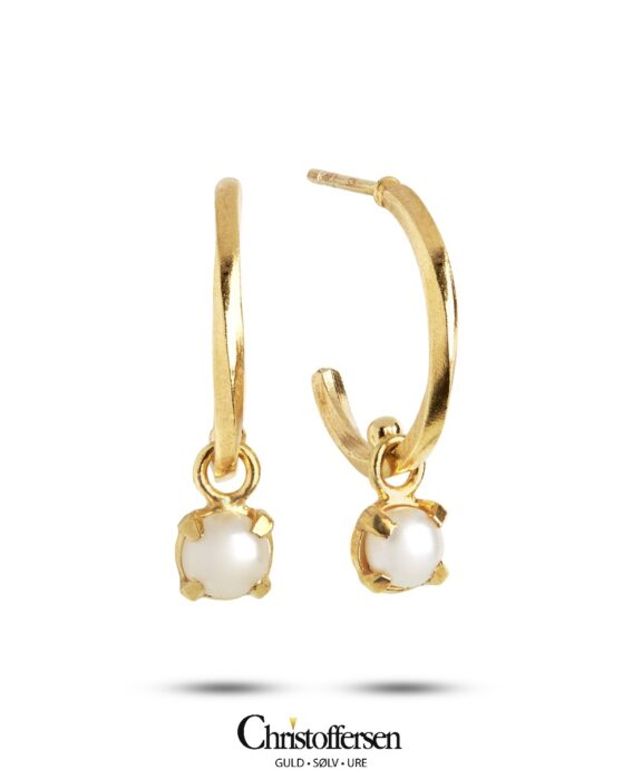 CARRÉ GEM CANDY BIRTHSTONES ØRERINGE SØLV FORGYLDT MED PERLE - FS4184 BI-JUNE