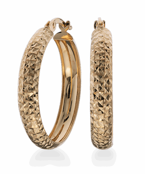 SCROUPLES SØLV FORGYLDT ØRERINGE CREOL MØNSTERET - 154852