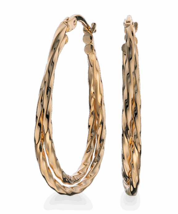 SCROUPLES SØLV FORGYLDT ØRERINGE CREOL OVAL SNOET - 154882