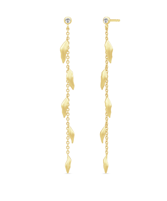 JULIE SANDLAU SØLV FORGYLDTE ØREHÆNGERE BLADE - ST262GDCZ