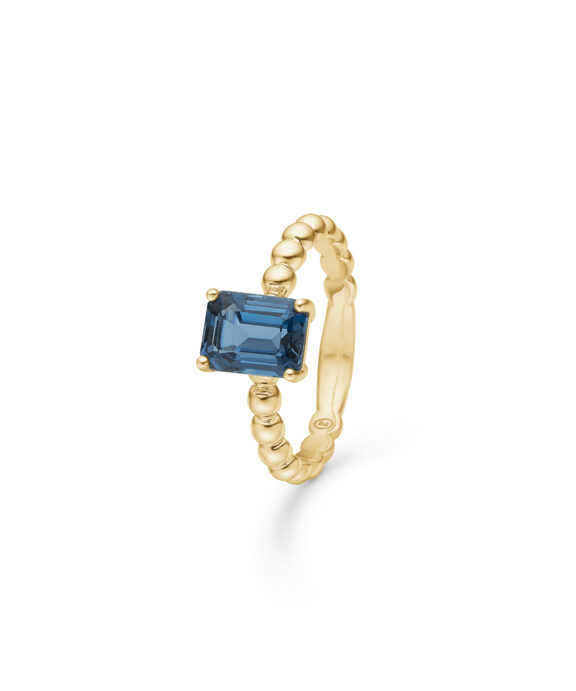 MADS Z BERRY RING 14 KARAT GULD MED LONDON BLUE TOPAS - STR. 56 - 1546091