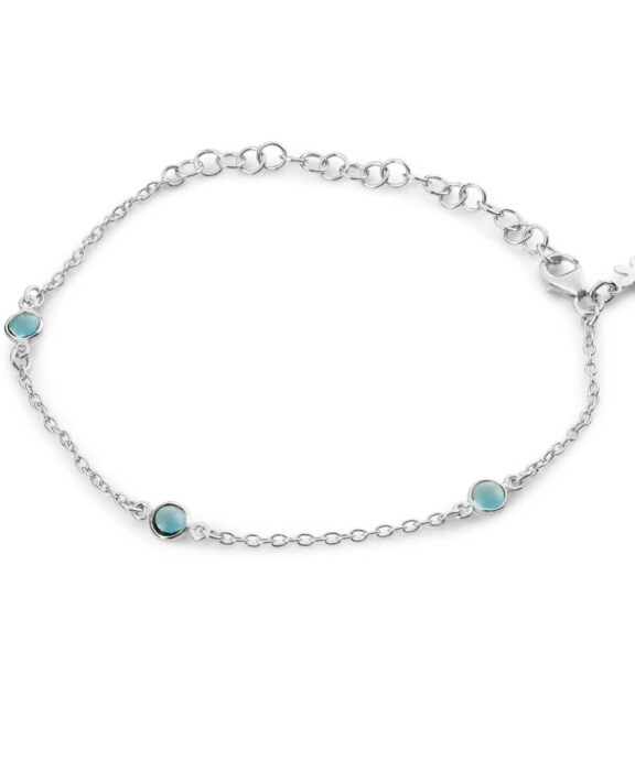 SUSANNE FRIIS BJØRNER ARMBÅND SØLV BLÅ STEN - 1585-1-174
