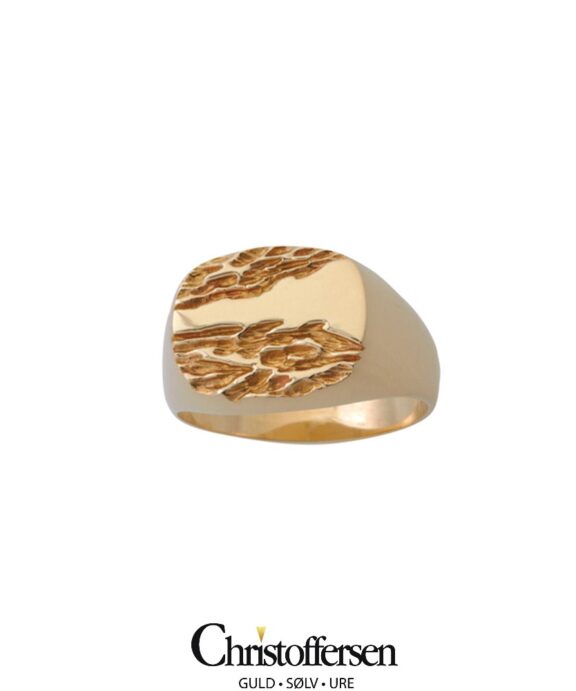 RANDERS SØLV HERRE RING 8 KARAT GULD MED MØNSTER - 136738O