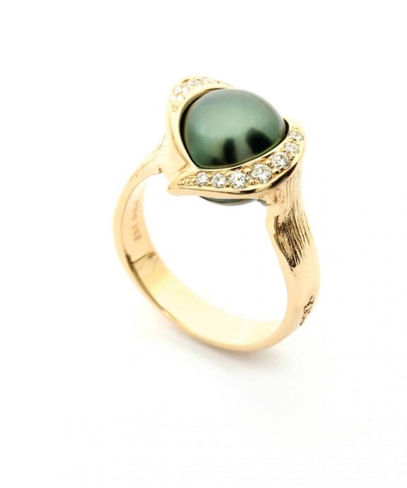 PER BORUP WAVE CHANGELING RING 14 KARAT GULD MED BRILLANTER - 877RX