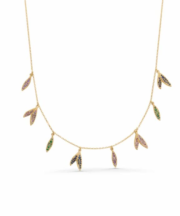 MADS Z HALSKÆDE 14 KARAT GULD ÆGTE ÆDEL STENE - 1524080