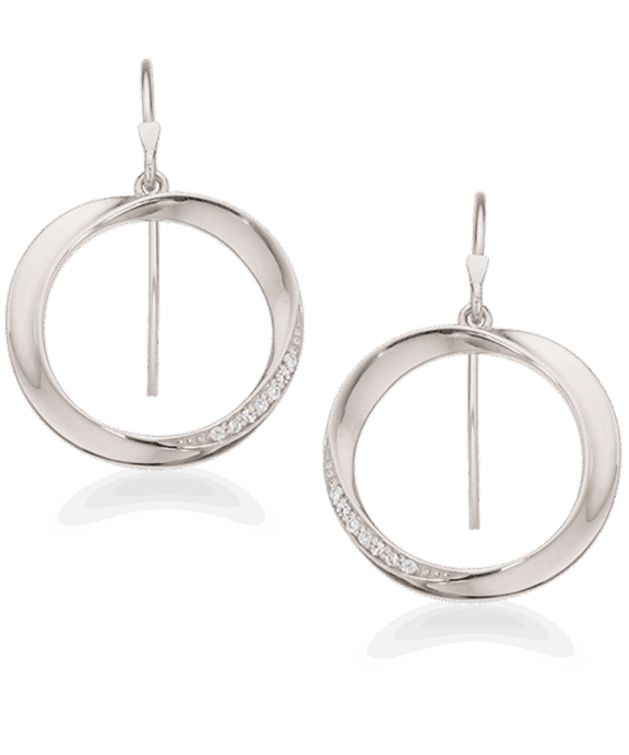 SCROUPLES SØLV ØRERINGE OVAL MED ZIRKONIA - 155102