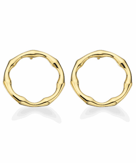 SCROUPLES SØLV FORGYLDT ØRERINGE CIRKEL BAMBUS - 155522