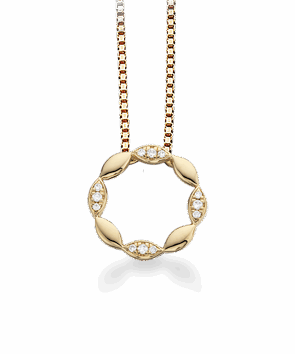 SCROUPLES 14 KARAT GULD HALSKÆDE CIRKEL 0,06 CT W/SI - 212075