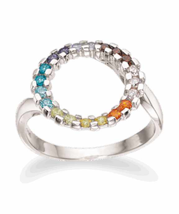 SCROUPLES SØLV RING CIRKEL RAINBOW ZIRKON - 726692