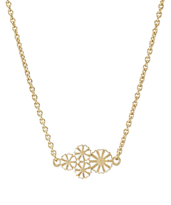 LUND COPENHAGEN SØLV FORGYLDT HALSKÆDE MED 4 MARGUERITER - 9025046-M