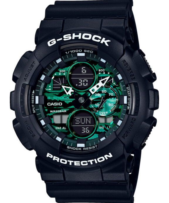 CASIO G-SHOCK SORT MED GRØN - GA-140MG-1AER
