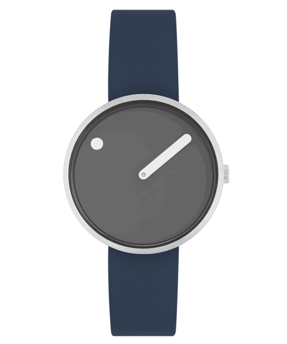 PICTO STÅL BLÅ LÆDER REM OG GRÅ SKIVE - 34052-6714S