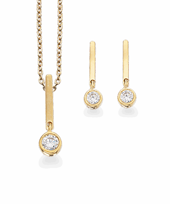 SCROUPLES SMYKKESÆT SØLV FORGYLDT PIND MED ZIRKON - PX1096