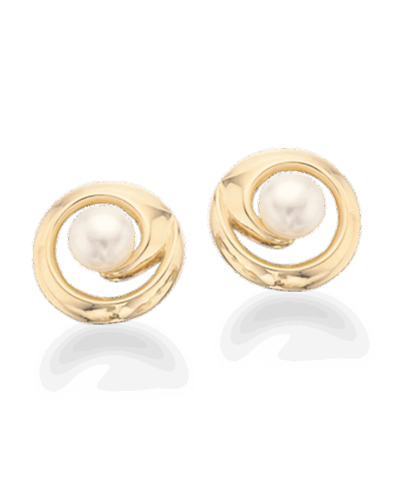 SCROUPELS 14 KARAT GULD ØRERINGE MED FERSKVANDSPERLE - 119735