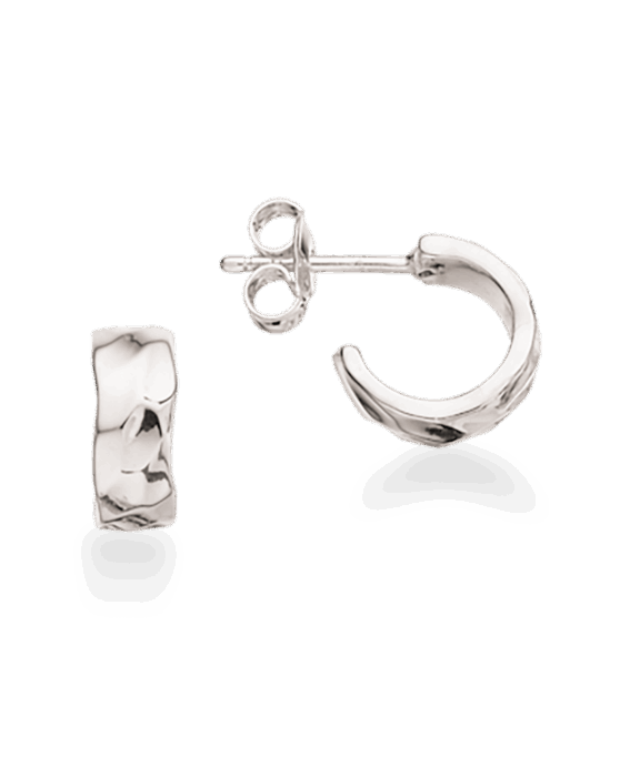 SCROUPLES SØLV ØRERINGE HAMRET OVERFLADE - 155662