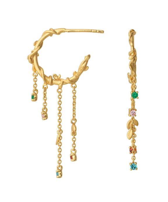 BYBIEHL ØRERINGE SØLV FORGYLDT JUNGLE IVY HOOPS MINI COLOR - 4-3112M-GP