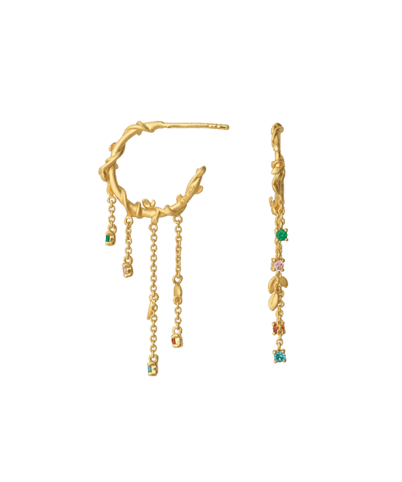 BYBIEHL ØRERINGE SØLV FORGYLDT JUNGLE IVY HOOPS MINI COLOR - 4-3112M-GP