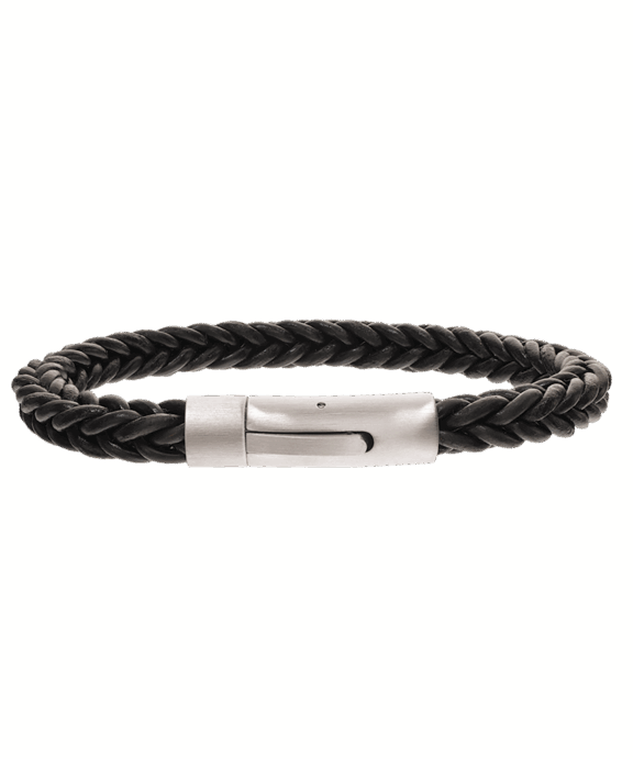 SCROUPLES HERRE ARMBÅND BRUN FLETTET MED STÅL LÅS - 03041,21