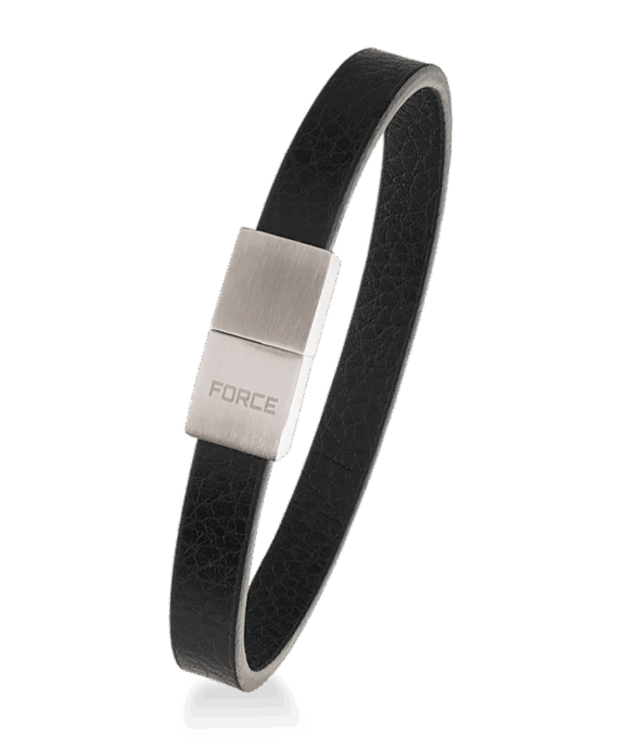 SCROUPLES FORCE HERRE ARMBÅND SORT LÆDER MED STÅL LÅS- 03071,21