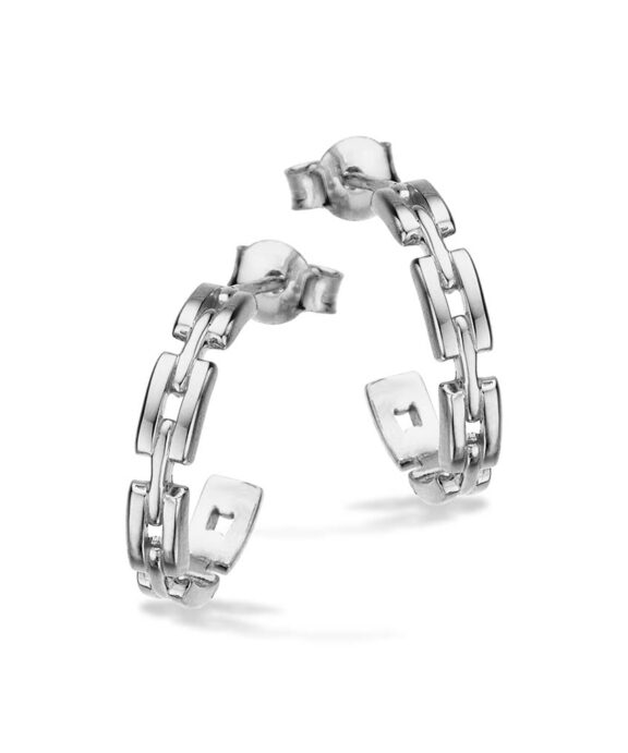 SCROUPLES ØRERINGE HALVCREOL SØLV KÆDEMØNSTER - 155282