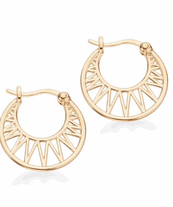 SCROUPLES SØLV FORGYLDT ØRERINGE MED MØNSTER - 155772