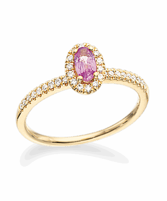 SCROUPLES DIANA RING 14 KARAT GULD MED PINK SAFIR - 711745