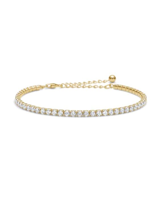 STUDIO Z TENNIS ARMBÅND SØLV FORGYLDT STEN - 7257098