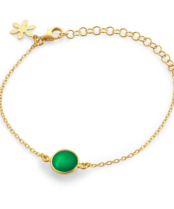 SUSANNE FRIIS BJØRNER ARMBÅND SØLV FORGYLDT GRØN - 1574-2-102