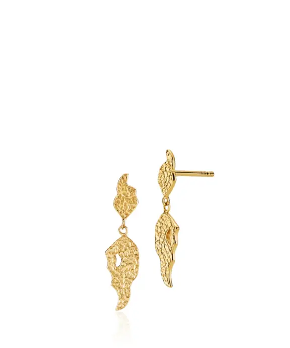 SISTIE MATTIE SØLV FORGYLDT ØRERINGE BANKET OVERFLADE - Z1126GS