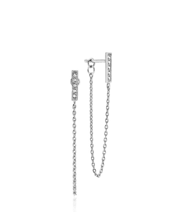 SISTIE BRILLIANT SØLV ØRERINGE MED KÆDE - Z1124SWSWHITE
