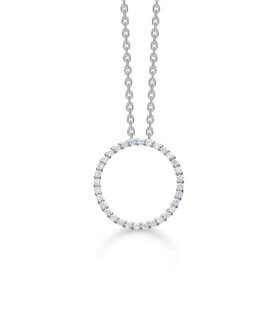 MADS Z DIAMOND HALO VEDHÆNG 14 KARAT HVIDGULD CIRKEL MED BRILLANTER PÅ I ALT 0,20 CARAT - 1631026