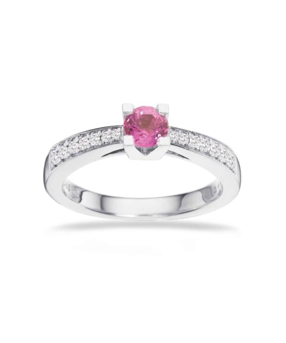SCROUPLES JUBILÆUMSRING RING 14 KARAT HVIDGULD MED PINK SAFIR - 7536,40P