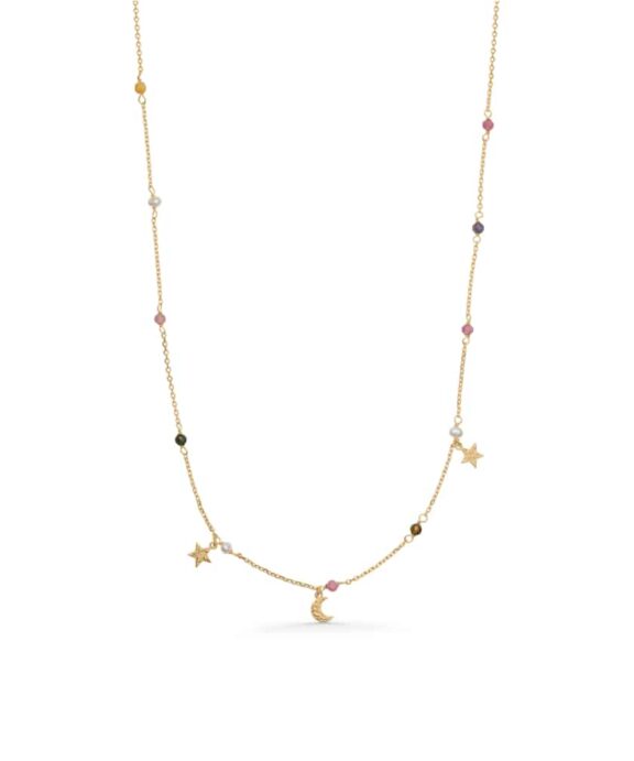 STUDIO Z STARLIGHT HALSKÆDE SØLV FORGYLDT MED STEN OG PERLE - 7226441