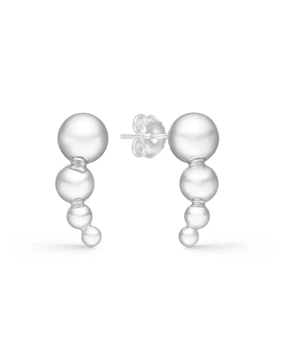 RANDERS SØLV ØRERINGE MED 4 KUGLER SØLV - 240213