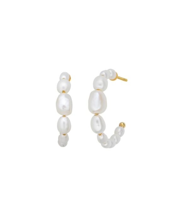 BYBIEHL AURA PEARL HOOPS - 4-033WP-GP