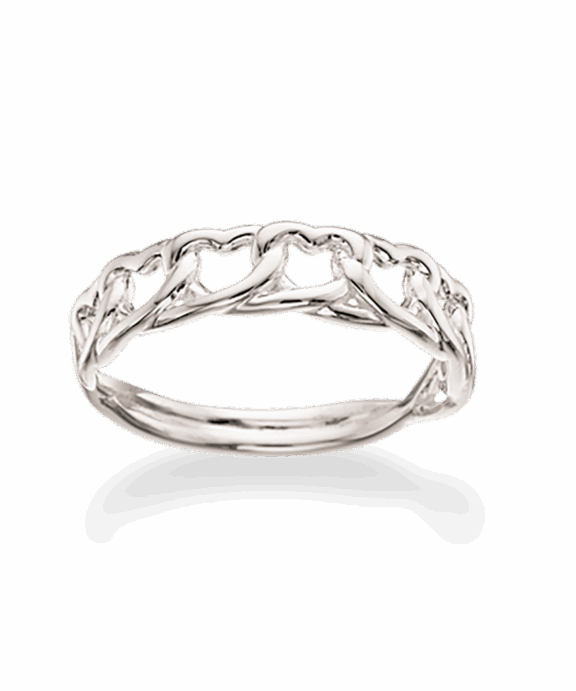 SCROUPLES SØLV RING FLETTEDE HJERTER - 725832