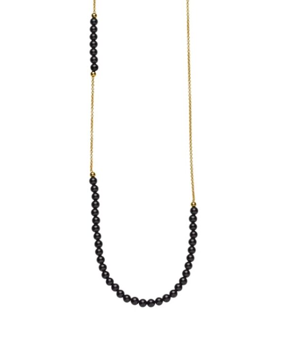 IZABEL CAMILLE SØLV FORGYLDT HALSKÆDE JACKIE SORT ONYX -A2021GS-BLACK-ONYX