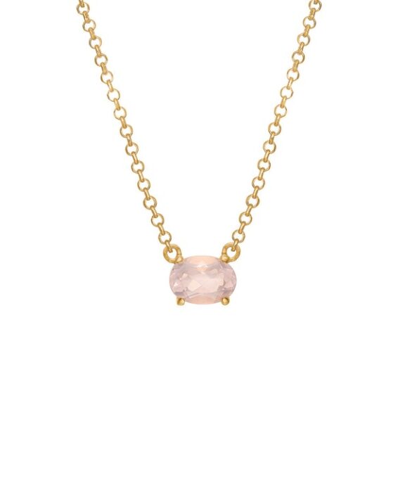 CARRÉ GEM CANDY SØLV FORGYLDT HALSKÆDE MED ROSA QUARTZ - FC 4371 RQ 38+2,5+2,5