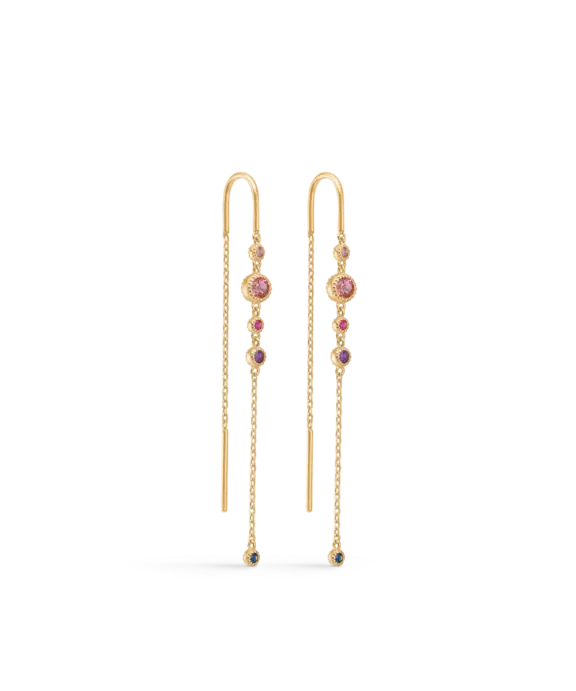 MADS Z LUXURY RAINBOW 14 KARAT ØRERINGE MED ÆGTE STEN - 1504062