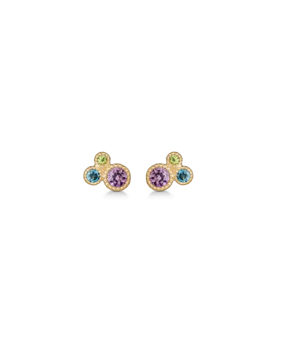 MADS Z LUXURY RAINBOW 14 KARAT GULD ØRERINGE ÆGTE STEN - 1514066