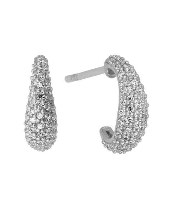 BYBIEHL ØRERING SØLV OCEAN FLOW HOOPS SPARKLE SMALL - 4-4204-R