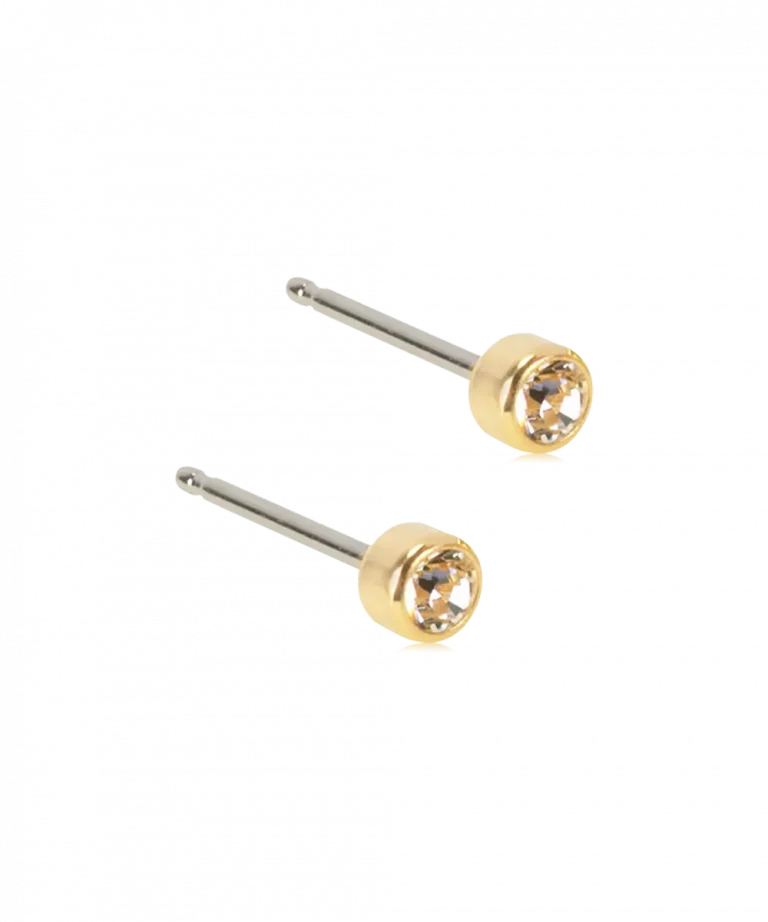 BLOMDAHL ØRERINGE TITANIUM BEZEL CRYSTAL - 15-1302-01