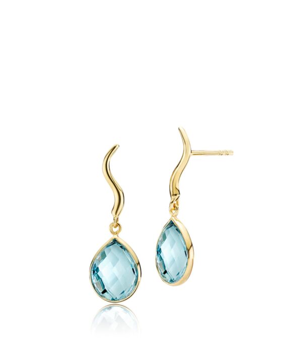 IZABEL CAMILLE MARIE SØLV FORGYLDT ØRERINGE BLÅ KRYSTAL GLAS - A1745GSAQUABLUE