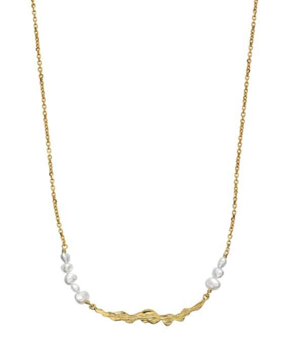 IZABEL CAMILLE ELLIE SØLV FORGYLDT HALSKÆDE MED PERLE - A2047GS
