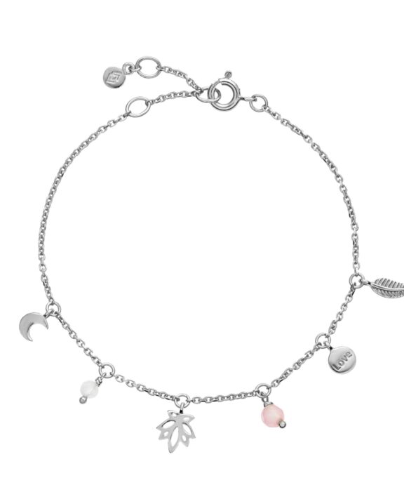 IZABEL CAMILLE BY MIE MOLTKE SØLV ARMBÅND MED ROSAQUARTS OG LOTUS - A3132SWS
