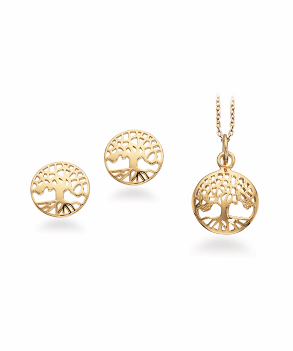 SCROUPLES PIXEL SØLV FORGYLDT SÆT MED LIVETS TRÆ - PX1098