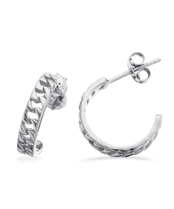 SCROUPLES SØLV ØRERINGE HALV CREOLMED MØNSTER - 155302