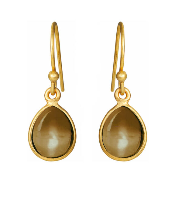 SUSANNE FRIIS BJØRNER ØRERINGE SØLV FORGYLDT HOOK MED RØG QUARTZ - 5249-2-108