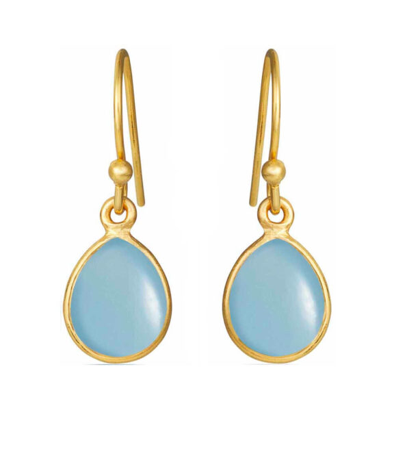 SUSANNE FRIIS BJØRNER ØRERING SØLV FORGYLDT DRÅBE LYSEBLÅ KRYSTAL - 5249-2-111